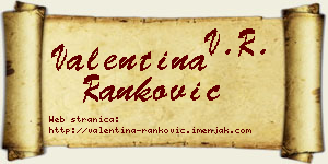 Valentina Ranković vizit kartica